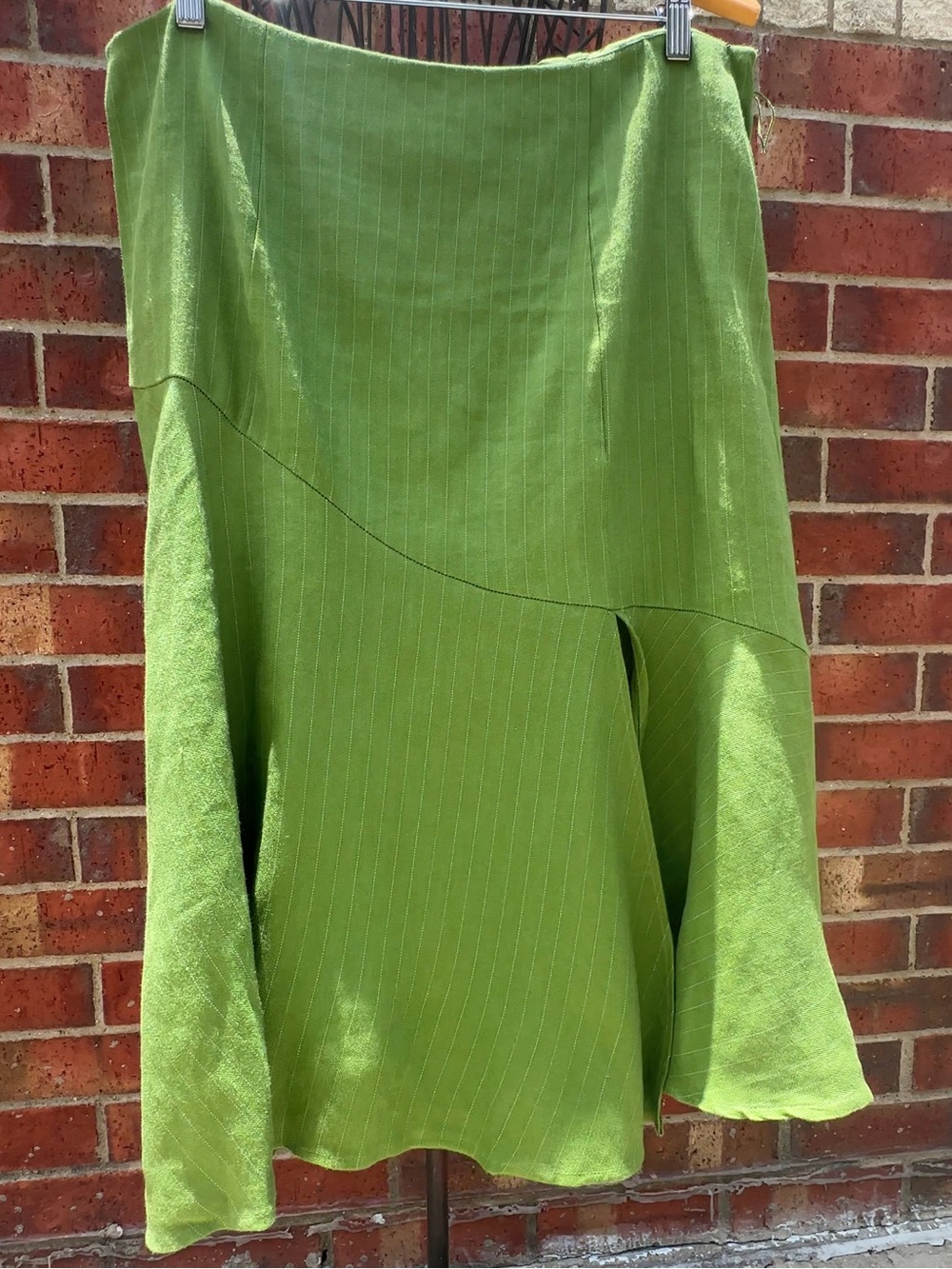 7th Avenue Design Studio New York & Company Skirt MIDI Linen Blend Pinstripe